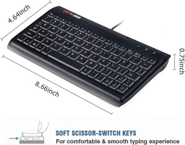 Alt view image 4 of 6 - Super Mini Wired Keyboard, MCSaite Full Size 78 Keys Keypad Small Portable Fit with Professional or Industrial Use for Computer Laptop Mac Notebook