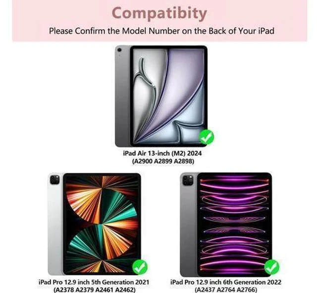 Alt view image 2 of 7 - iPad Keyboard Case for iPad Pro 12.9 inch (5th, 6th Generation) & NEW iPad Air 13 inch M2 (Only Applies to 3 iPads Model) - Wireless Detachable Keyboard- Pencil Holder, with Auto Sleep/Wake Function