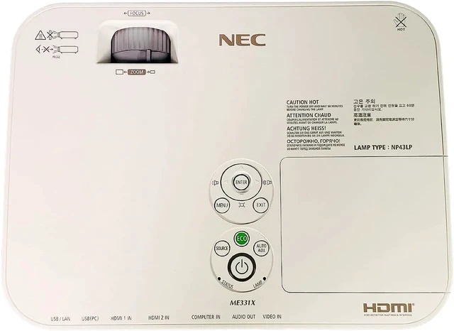 Alt view image 2 of 5 - NEC ME331X 3LCD Projector Portable 3300 Lumens 1080p Conference Room, Bundle HDMI Cable Remote Control Power Cable