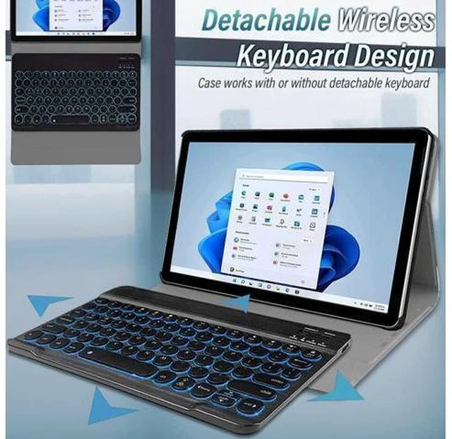 Alt view image 3 of 7 - Wineecy Backlit Keyboard Case for Microsoft Surface Go 4 2023 /Go 3 2021 /Go 2 2020 /Surface Go 2018 Tablet,7 Colors Backlight Magnetic Detachable Wireless Keyboard with Premium PU Cover Case