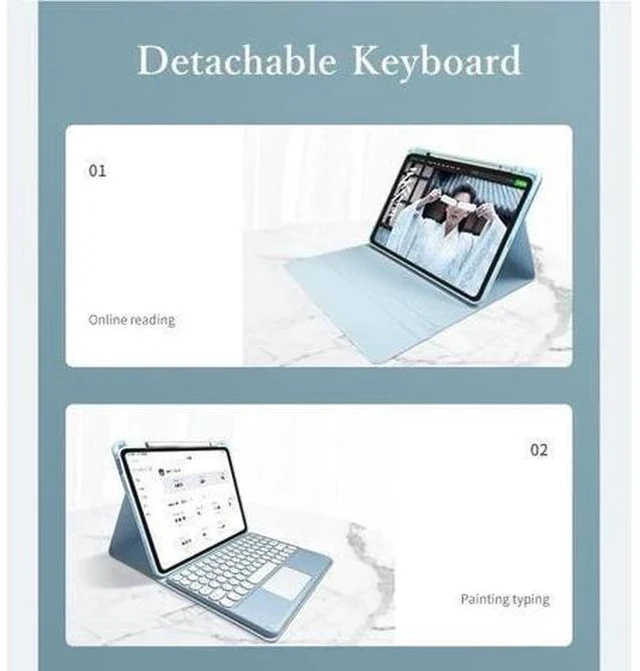 Alt view image 3 of 7 - kaitesi Keyboard Case Compatible with iPad Mini 7 A17 Pro/iPad Mini 6th Generation Touchpad Detachable Keyboard Support Pencil Charging (Light Pink)