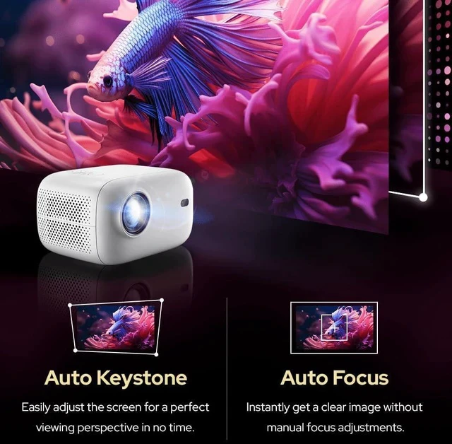 Alt view image 5 of 6 - RockTek PJ500 Bright FHD Sealed Projector, Smart OS, FULL HD, Wifi 6, Bluetooth 5.2, 550 ANSI Lumens, 130 inch screen, Auto Keystone, Auto Focus