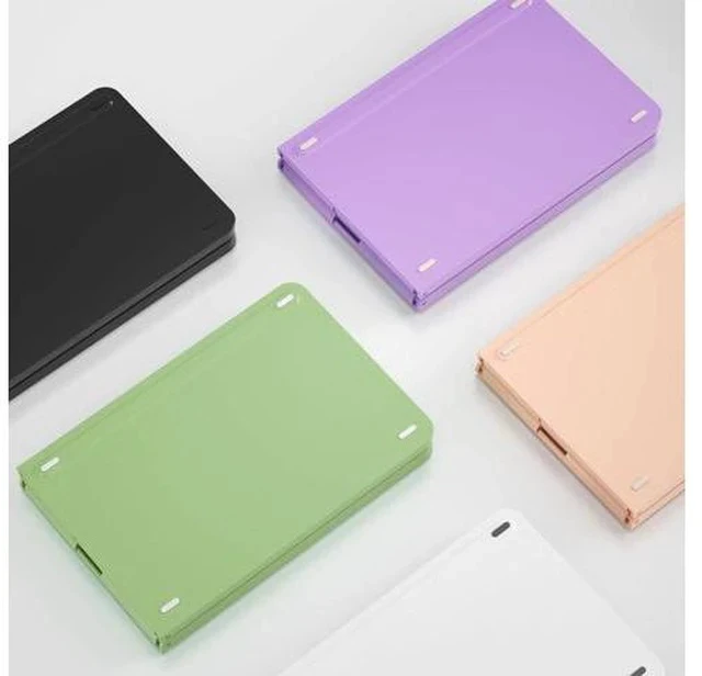 Alt view image 5 of 7 - Mini Foldable Bluetooth Keyboard - Portable Wireless Full Size Keyboard (Sync Up to 3 Devices), Ultra-Slim Aluminum Travel Folding Keyboard for iPhone iPad Mac Android Windows iOS (Green)
