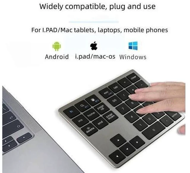 Alt view image 6 of 7 - 35 Key Digital Keypad Wireless BT Dual Mode Numeric Keypad Silent Mobile Phone Computer Compatible Numeric Keyboard White