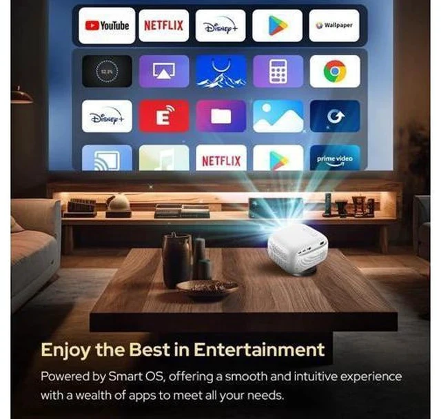 Alt view image 7 of 7 - PJ500 Compact Smart Projector, 40"-130" 1080P HD Screen, 4K Decoding, 550 ANSI Lumens, Auto Focus and Keystone, Wi-Fi 6 & Bluetooth 5.2 Connectivity
