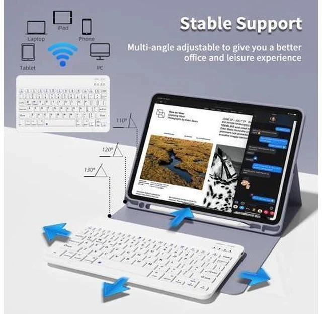 Alt view image 4 of 7 - GKABXY Keyboard Case for iPad Pro 11 inch (4th/3rd/2nd/1st Gen) 2022/2021/2020/2018, Detachable Wireless Bluetooth Keyboard Case with Pencil Holder for iPad Pro 11", Auto Sleep/Wake (Purple Gray)