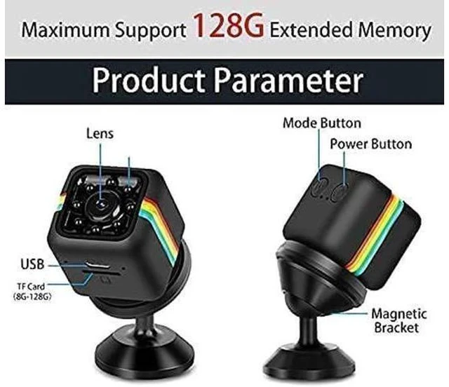 Alt view image 2 of 5 - Wireless Security Camera Mini Camcorder, WiFi Small Nanny Camera, 1080P Video Recording, Night Vision and Motion Detection, Baby Surveillance Camera, Home Indoor and Outdoor Surveillance Camera