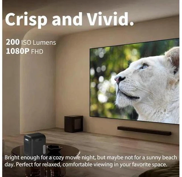 Alt view image 2 of 7 - Cinema G2 Smart Projector 200 ISO Lumens Auto Focus 1080P Multi-functional Mini Portable Projector for Home Cinema,Outdoor Built-in