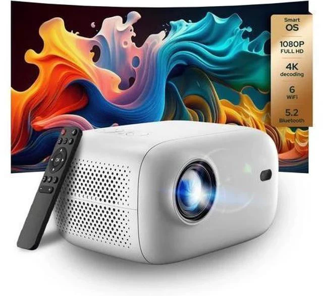 Main image of RockTek PJ500 Bright FHD Sealed Projector, Smart OS, FULL HD, Wifi 6, Bluetooth 5.2, 550 ANSI Lumens, 130 inch screen, Auto Keystone, Auto Focus