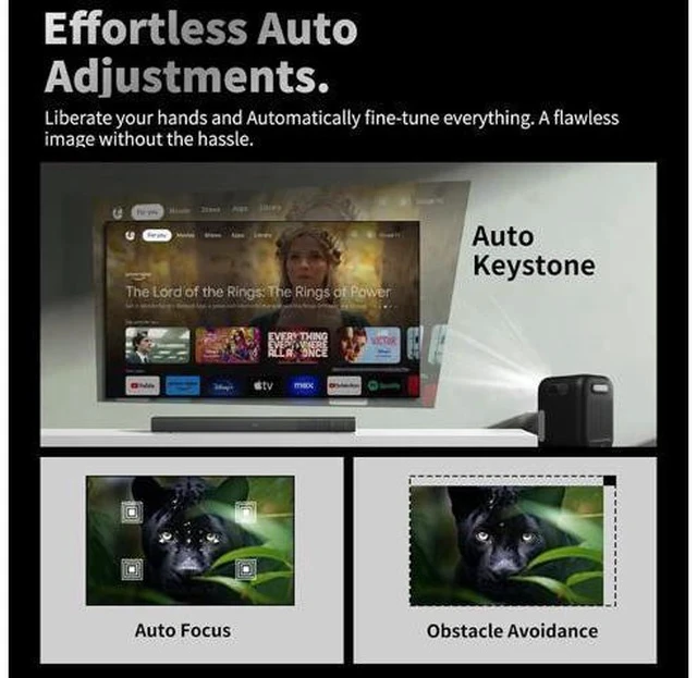 Alt view image 5 of 7 - Cinema G2 Smart Projector 200 ISO Lumens Auto Focus 1080P Multi-functional Mini Portable Projector for Home Cinema,Outdoor Built-in