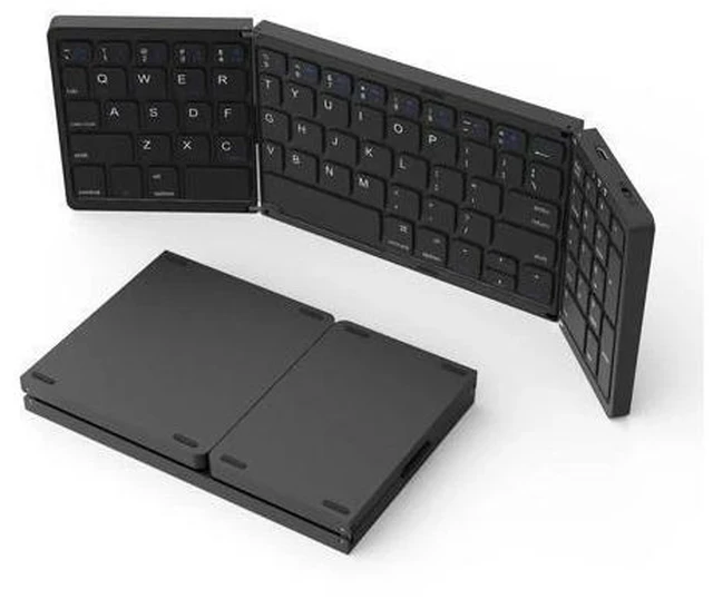 Alt view image 6 of 7 - BRIMFORD Foldable Bluetooth Keyboard, Foldable Wireless Portable Keyboard with Numeric Keypad, USB-C Rechargeable Travel Keyboard for Laptop,Tablet,iPad,Smartphone(Black)
