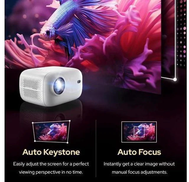 Alt view image 5 of 6 - RockTek PJ500 Bright FHD Sealed Projector, Smart OS, FULL HD, Wifi 6, Bluetooth 5.2, 550 ANSI Lumens, 130 inch screen, Auto Keystone, Auto Focus