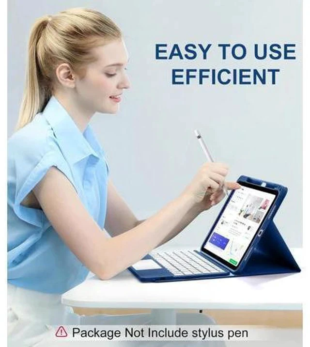 Alt view image 7 of 7 - iPad 10th Generation Case with Keyboard (10.9", 2022), Smart Keyboard Folio Cover with Pencil Holder, Multi-Touch Trackpad, 7 Color Backlit, Detachable Keyboard for iPad 10th Gen (Navy Blue)
