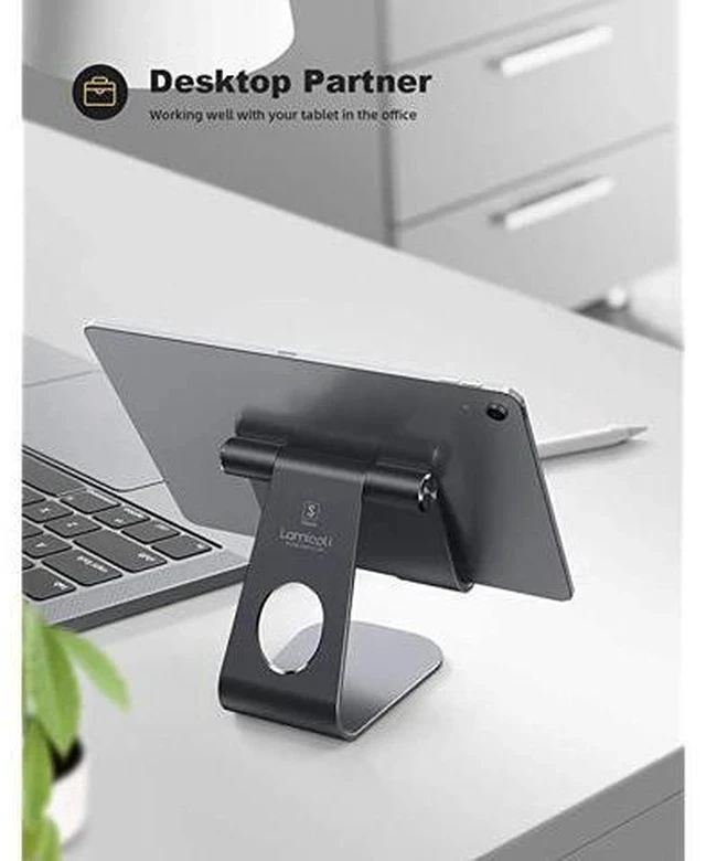 Alt view image 2 of 7 - Tablet Stand Adjustable Tablet Stand Desktop Stand Holder Dock Suitable to New iPad 2017 Pro 97 105 Air Mini 2 3 4 Kindle Nexus Accessories Tab EReader 413 inch Gray
