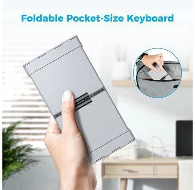 Alt view image 5 of 7 - iClever Foldable Keyboard with Number Pad, BK09 Wireless Portable Keyboard for Travel and Business Trip, USB-C Charging Compact Keyboard for iPad, iPhone Mac Android Windows iOS, Sync up to 3 Devices