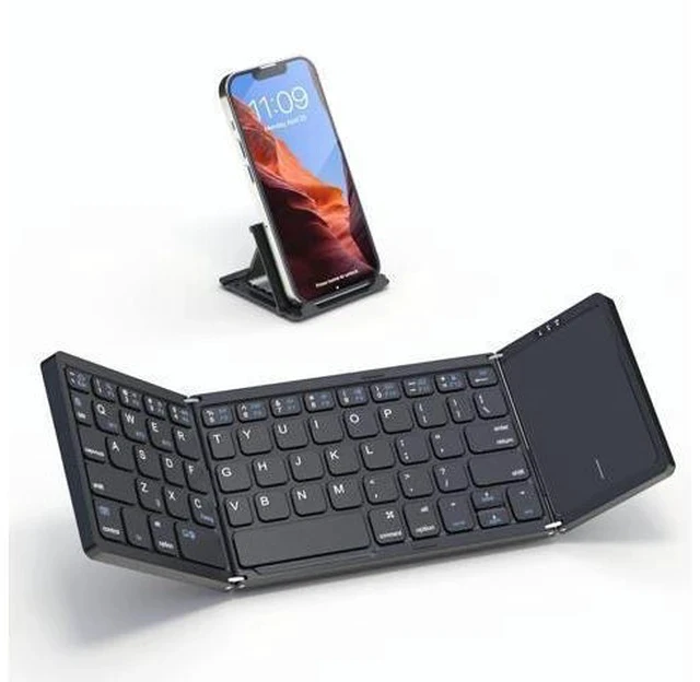 Alt view image 6 of 7 - Artciety Foldable Bluetooth Keyboard, Folding Portable Wireless Keyboard with touchpad,Travel pocket Keyboard for IOS Android Windows Mac Smartphone Tablet & Laptop, Sync Up to 3 Devices, Black