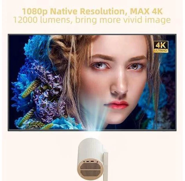Alt view image 2 of 7 - K3 Mini Portable 1080p Projector with Android 12 32GB ROM TOF Auto Focus 12000 Lumens Dual WiFi 6 10W Speaker 270 Degree Rotating Holder