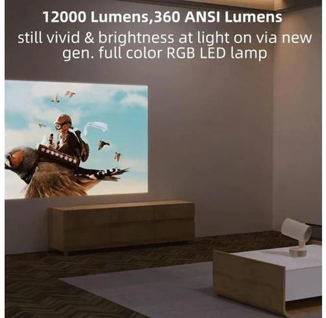 Alt view image 3 of 7 - K3 Mini Portable 1080p Projector with Android 12 32GB ROM TOF Auto Focus 12000 Lumens Dual WiFi 6 10W Speaker 270 Degree Rotating Holder