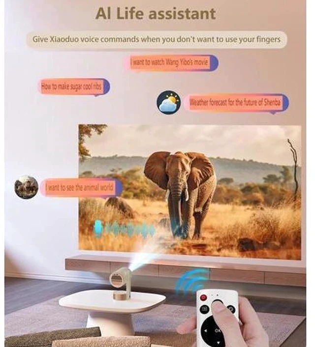 Alt view image 4 of 7 - K3 Mini Portable 1080p Projector with Android 12 32GB ROM TOF Auto Focus 12000 Lumens Dual WiFi 6 10W Speaker 270 Degree Rotating Holder