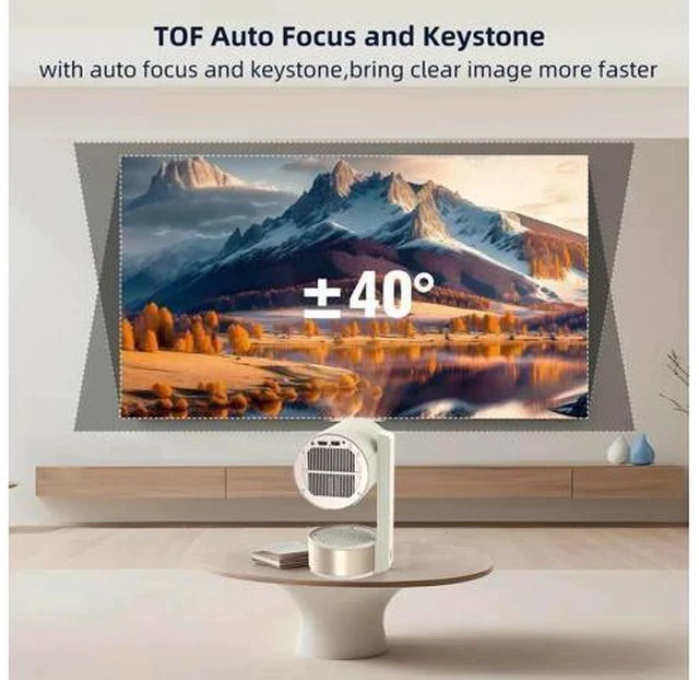 Alt view image 6 of 7 - K3 Mini Portable 1080p Projector with Android 12 32GB ROM TOF Auto Focus 12000 Lumens Dual WiFi 6 10W Speaker 270 Degree Rotating Holder