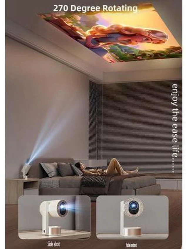 Alt view image 7 of 7 - K3 Mini Portable 1080p Projector with Android 12 32GB ROM TOF Auto Focus 12000 Lumens Dual WiFi 6 10W Speaker 270 Degree Rotating Holder