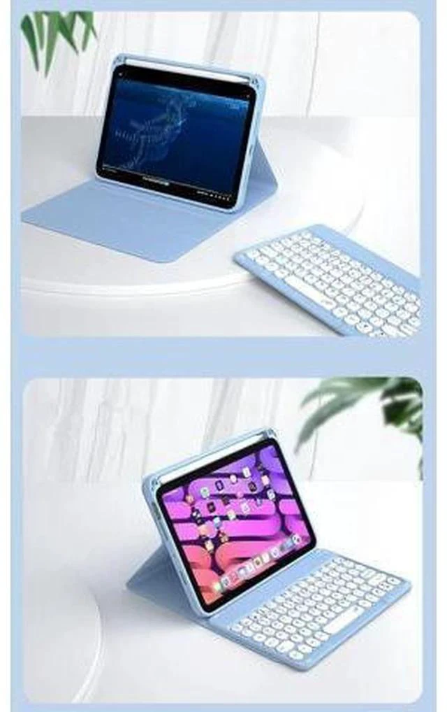 Alt view image 5 of 7 - kaitesi Keyboard Case Compatible with iPad Mini A17 Pro/iPad Mini 6th Generation Keyboard Case Round Button Detachable BT Color Keyboard Cover(Mint Green)