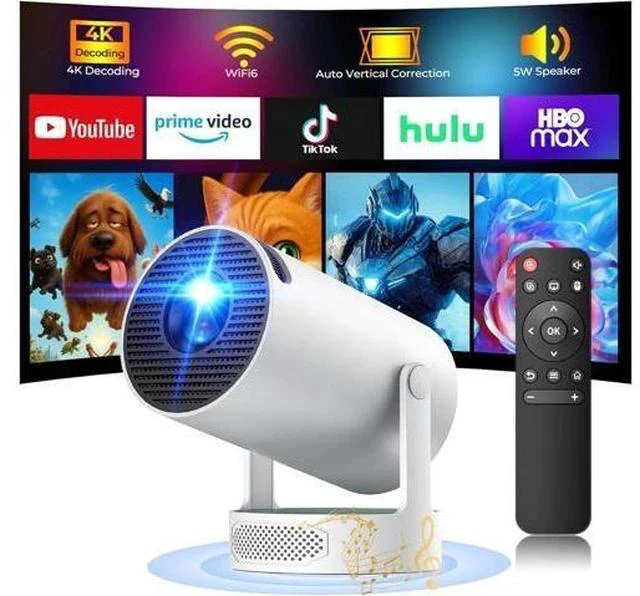 Main image of Mini Projector with WiFi and Bluetooth, 4K Projector with 5W Soundbase Speaker, Portable Projector for Bedroom, 300 ANSI Lumens Smart Projector, 270° Rotation Automatic Vertical Keystone Correction