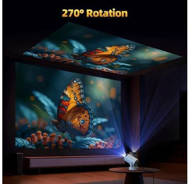 Alt view image 3 of 7 - Mini Projector with WiFi and Bluetooth, 4K Projector with 5W Soundbase Speaker, Portable Projector for Bedroom, 300 ANSI Lumens Smart Projector, 270° Rotation Automatic Vertical Keystone Correction