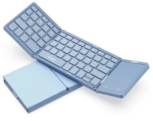 Main image of Foldable Bluetooth Keyboard - Multi-Device Mini Wireless Keyboard with Touchpad, Pocket-Sized Travel Keyboard Compatible with iPad, iPhone, Tablet, Smartphone, iOS, Android, Windows - Blue