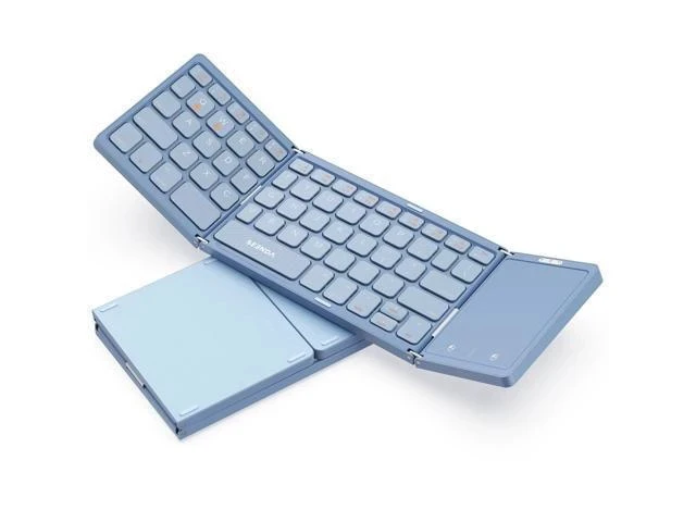 Alt view image 6 of 7 - Foldable Bluetooth Keyboard - Multi-Device Mini Wireless Keyboard with Touchpad, Pocket-Sized Travel Keyboard Compatible with iPad, iPhone, Tablet, Smartphone, iOS, Android, Windows - Blue