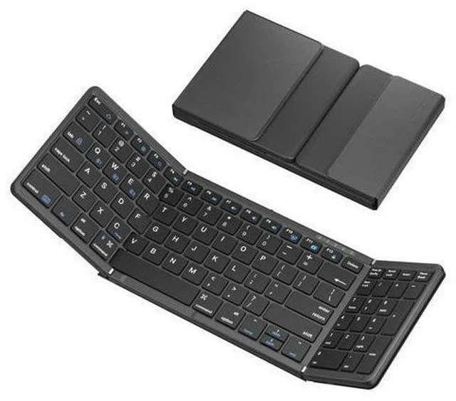 Main image of Folding Bluetooth Keyboard, Sync Up to 3 Devices with Numeric Keypad, Rechargeable Portable Travel Keyboard for Windows iOS Android Tablet Smartphone Laptop, Black (3 Folding keyboard BT5.1 x 3)