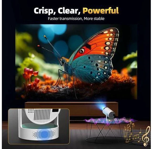Alt view image 7 of 7 - Mini Projector with WiFi and Bluetooth, 4K Projector with 5W Soundbase Speaker, Portable Projector for Bedroom, 300 ANSI Lumens Smart Projector, 270° Rotation Automatic Vertical Keystone Correction