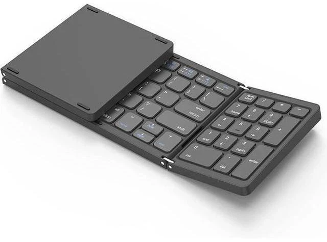 Main image of Foldable Bluetooth Keyboard, Foldable Wireless Portable Keyboard with Numeric Keypad, USB-C Rechargeable for iOS, Android, Windows System Laptop Tablet Smartphone Device