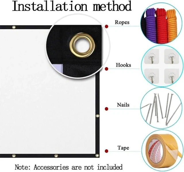 Alt view image 4 of 7 - 300" Projector Screen HD Foldable Projection Screen Manual Projector Screen Projector Curtain Outdoor Large Movie Screen, Wall Mount/Hanging(4:3,100")