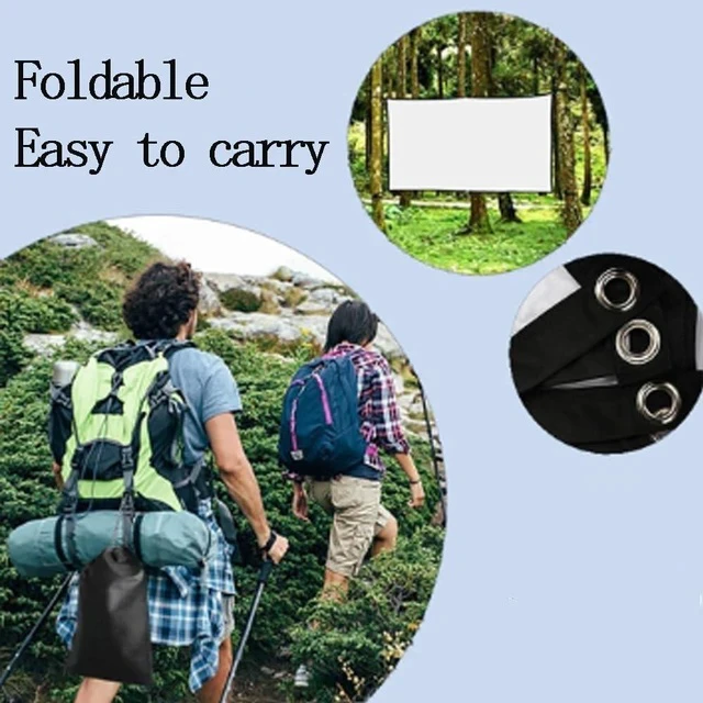Alt view image 5 of 7 - 300" Projector Screen HD Foldable Projection Screen Manual Projector Screen Projector Curtain Outdoor Large Movie Screen, Wall Mount/Hanging(4:3,100")