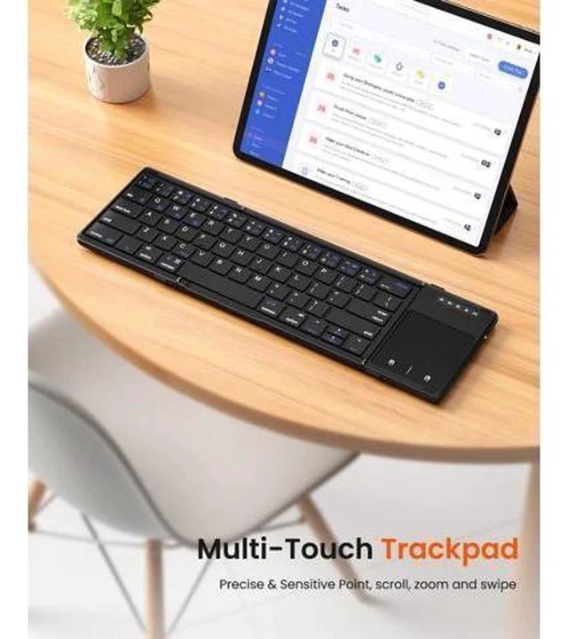 Alt view image 3 of 7 - Foldable Bluetooth Keyboard, Portable Wireless Folding Keyboard with touchpad, Travel Pocket for iOS, Mac OS, Android, Windows Laptop Tablet Smartphone (BT5.1 x 3)