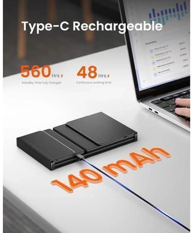 Alt view image 5 of 7 - Foldable Bluetooth Keyboard, Portable Wireless Folding Keyboard with touchpad, Travel Pocket for iOS, Mac OS, Android, Windows Laptop Tablet Smartphone (BT5.1 x 3)