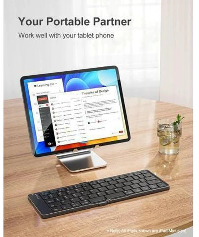 Alt view image 4 of 7 - Rovinda Foldable Bluetooth Keyboard, Portable Wireless Folding Keyboard (BT5.1 x 3), Pocket-Sized & Ultra-Slim, USB-C Rechargeable for iOS, Android, Windows Mac OS Laptop Tablet Smartphone, Green