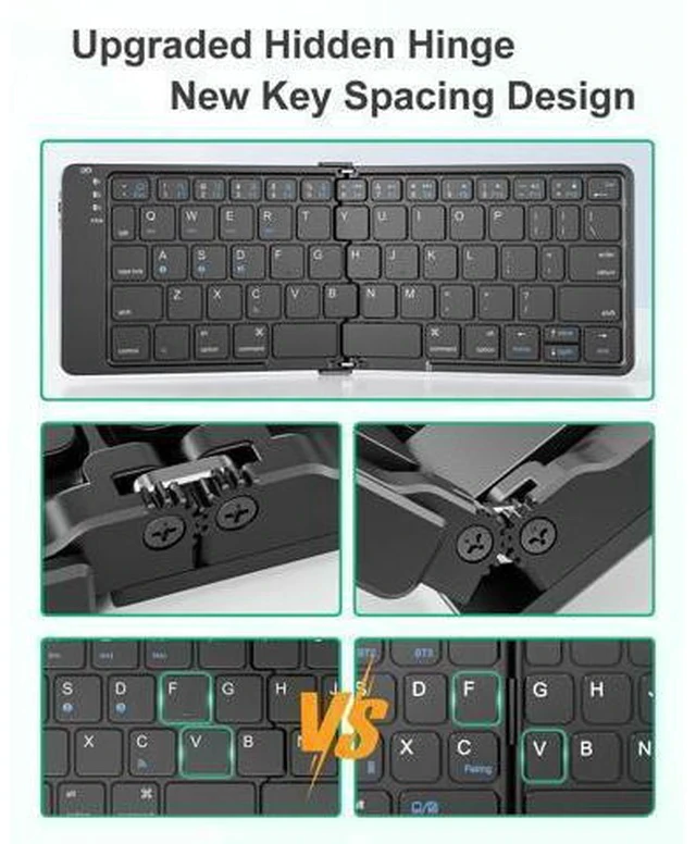 Alt view image 5 of 7 - Rovinda Foldable Bluetooth Keyboard, Portable Wireless Folding Keyboard (BT5.1 x 3), Pocket-Sized & Ultra-Slim, USB-C Rechargeable for iOS, Android, Windows Mac OS Laptop Tablet Smartphone, Green