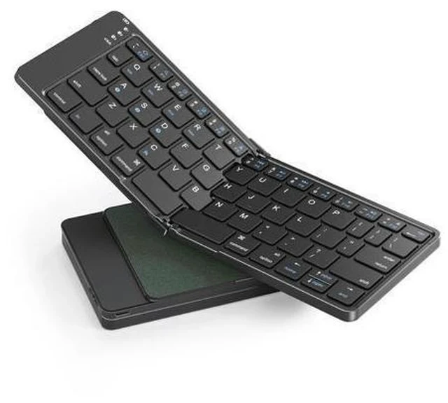 Alt view image 6 of 7 - Rovinda Foldable Bluetooth Keyboard, Portable Wireless Folding Keyboard (BT5.1 x 3), Pocket-Sized & Ultra-Slim, USB-C Rechargeable for iOS, Android, Windows Mac OS Laptop Tablet Smartphone, Green