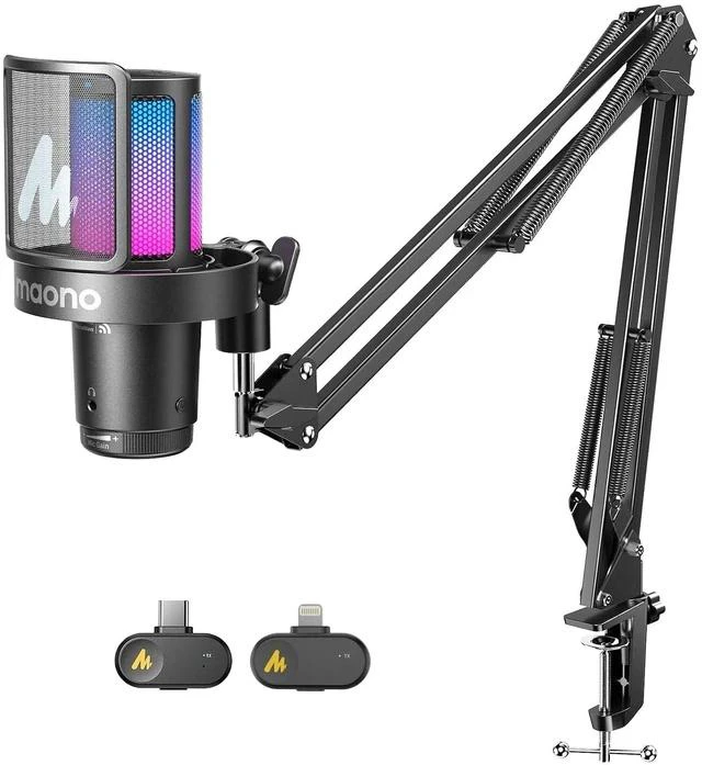 Main image of DGM20W Wireless Gaming Microphone, Touch Noise Cancellation, Quick Mute,Gain Control,RGB, Computer B