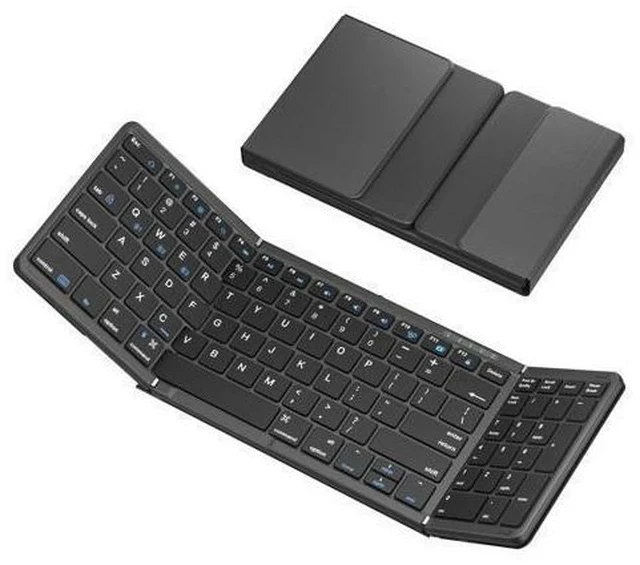 Alt view image 6 of 7 - Folding Bluetooth Keyboard, Sync Up to 3 Devices with Numeric Keypad, Rechargeable Portable Travel Keyboard for Windows iOS Android Tablet Smartphone Laptop, Black (3 Folding keyboard BT5.1 x 3)