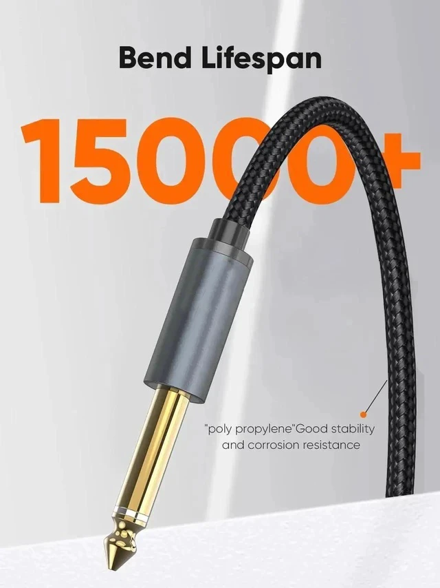 Alt view image 6 of 7 - 10FT/3M Nylon Braided 1/4 Inch TS Guitar Instrument Cable, 6.35mm Straight Male to Male Mono Audio Cord for Electric Guitar Bass Keyboard Mixer Amplifier Speaker Equalizer