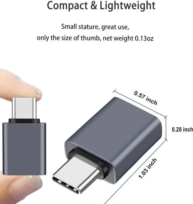 Alt view image 2 of 6 - 3-Pack Grey USB3.2 Gen2 10Gbps USB-C Male to USB-A Female Adapter, Type-C to USB-A Converter for MacBook, Laptops & Thunderbolt 3/4 Devices