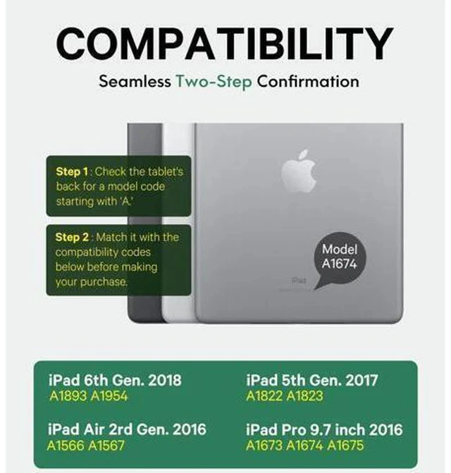 Alt view image 2 of 7 - For iPad 9.7 inch Case with Keyboard, iPad 6th Gen (2018), iPad 5th Gen (2017), iPad Air 2 (2014), 7 Color Backlit, Support 2 BT Devices, Touchpad Keyboard, Black