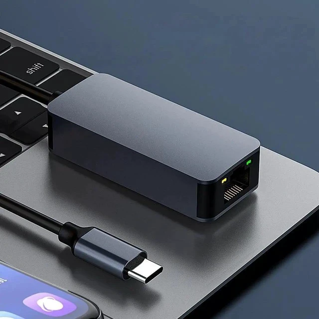 Alt view image 2 of 6 - USB C to 2.5G Ethernet Adapter, USB 3.0 Type C to 2.5G RJ45 LAN Network Converter, 2.5Gbps High Speed, Compatible with Mac OS, Windows, Linux, Backward Compatible with 2500/1000/100Mbps
