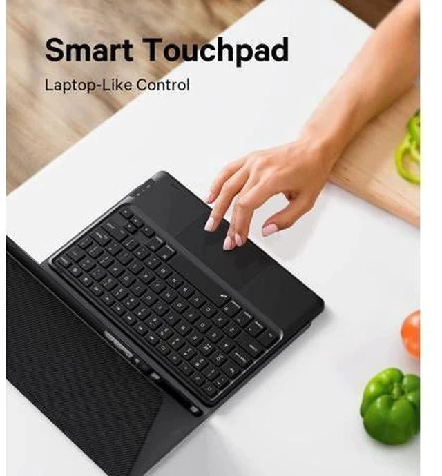 Alt view image 4 of 7 - For iPad 9.7 inch Case with Keyboard, iPad 6th Gen (2018), iPad 5th Gen (2017), iPad Air 2 (2014), 7 Color Backlit, Support 2 BT Devices, Touchpad Keyboard, Black