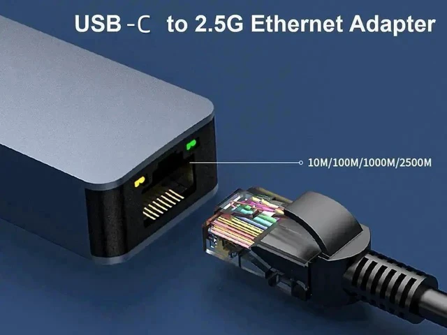 Alt view image 6 of 6 - USB C to 2.5G Ethernet Adapter, USB 3.0 Type C to 2.5G RJ45 LAN Network Converter, 2.5Gbps High Speed, Compatible with Mac OS, Windows, Linux, Backward Compatible with 2500/1000/100Mbps