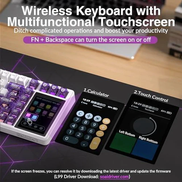 Alt view image 5 of 7 - Aula Wireless Keyboard and Headset Combo, Aula L99 Wireless Keyboard G7 Wireless Headset