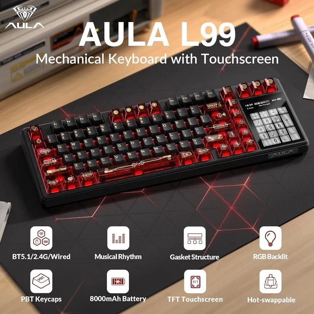 Alt view image 3 of 7 - Aula Wireless Keyboard and Headset Combo, Aula L99 Wireless Keyboard G7 Wireless Headset